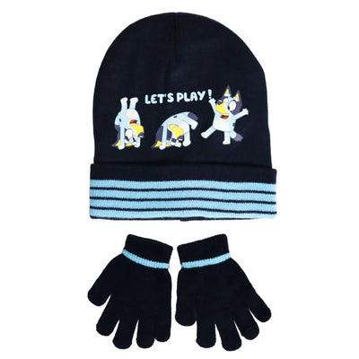 Bluey Kinder Herbst Wintermütze Bommelmütze plus Handschuhe - Ansicht 2