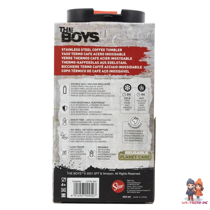 The Boys verschließbarer Kaffeebecher Trinkbecher Edelstahl doppelwandig 425 ml - WS-Trend.de