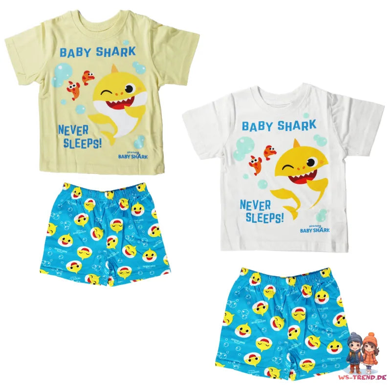 Baby Shark Hai Kinder Mädchen Schlafanzug Pyjama - WS-Trend.de kurz 92-116 100% Baumwolle