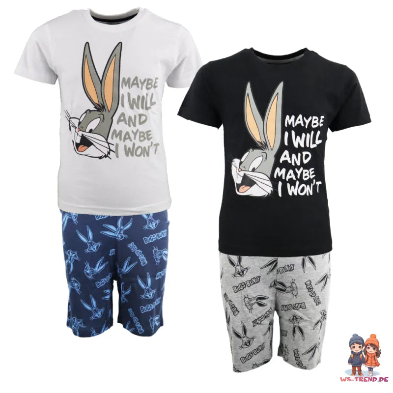 Bugs Bunny Kinder Schlafanzug Pyjama kurzarm - WS-Trend.de kurz Sleepwear 104-134 baumwolle