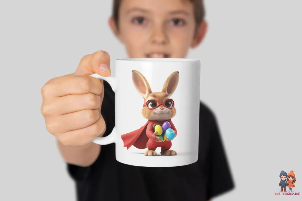 Osterhase Superheld Ostereier Ostern Kaffeetasse Teetasse Tasse Geschenkidee - WS-Trend.de