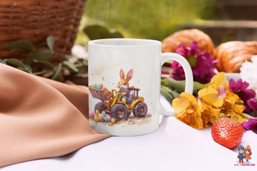 Osterhase Radlader Ostereier Ostern Kaffeetasse Teetasse Tasse Geschenkidee - WS-Trend.de