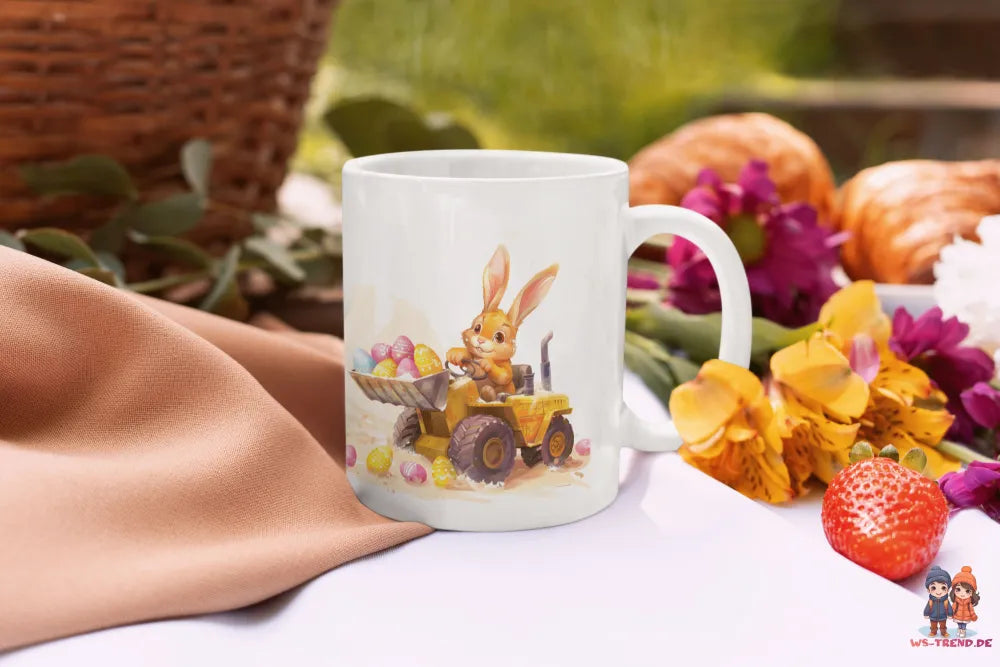 Osterhase Radlader Ostereier Ostern Kaffeetasse Teetasse Tasse Geschenkidee - WS-Trend.de