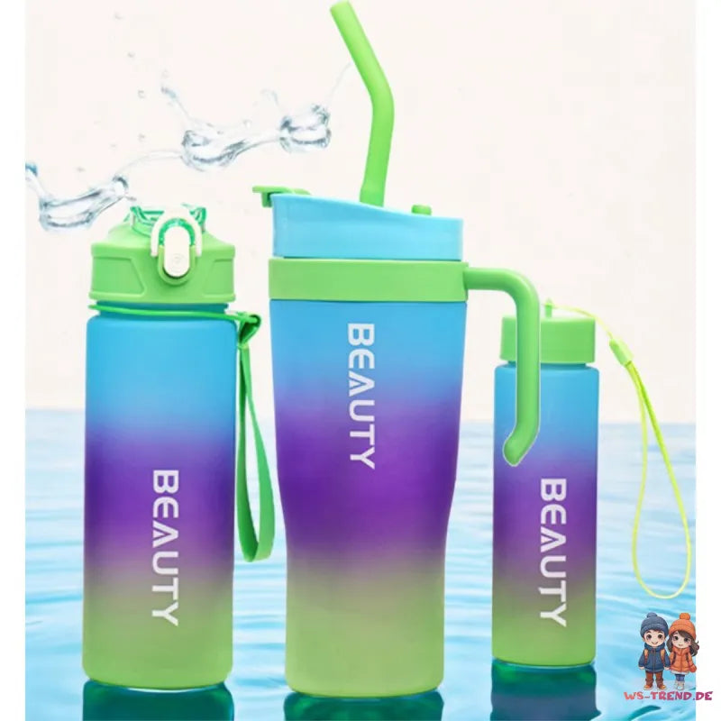 3er Set XL Wasserflasche Trinkflasche Flasche 1200 / 800 / 300 ml - WS-Trend.de