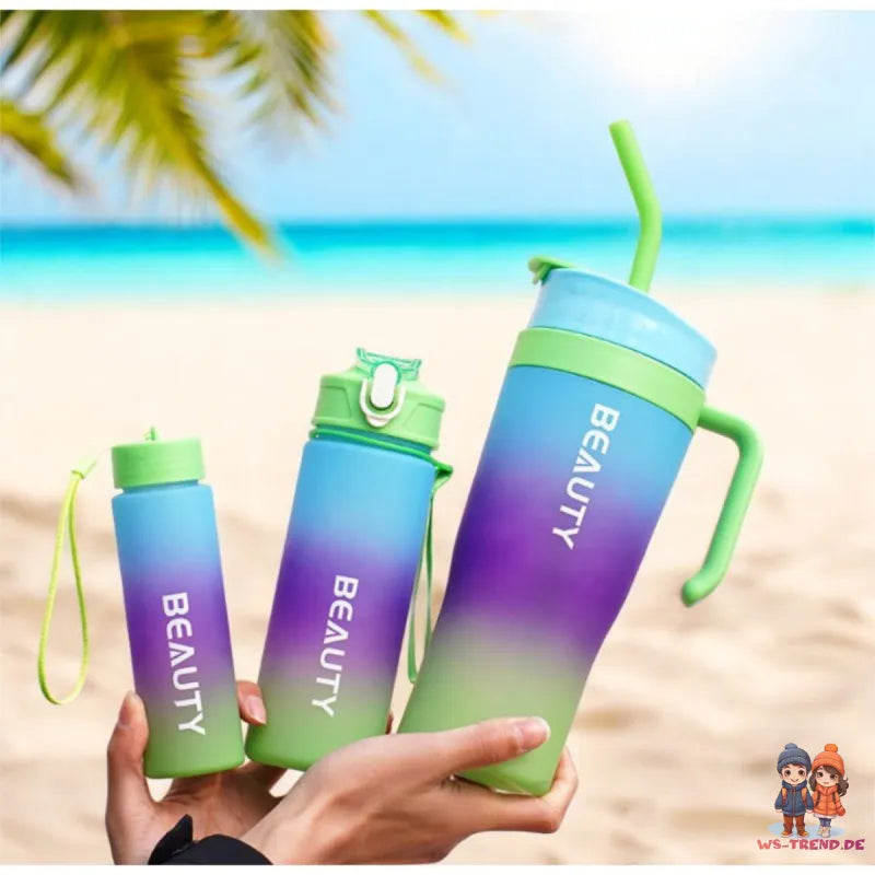 3er Set XL Wasserflasche Trinkflasche Flasche 1200 / 800 / 300 ml - WS-Trend.de