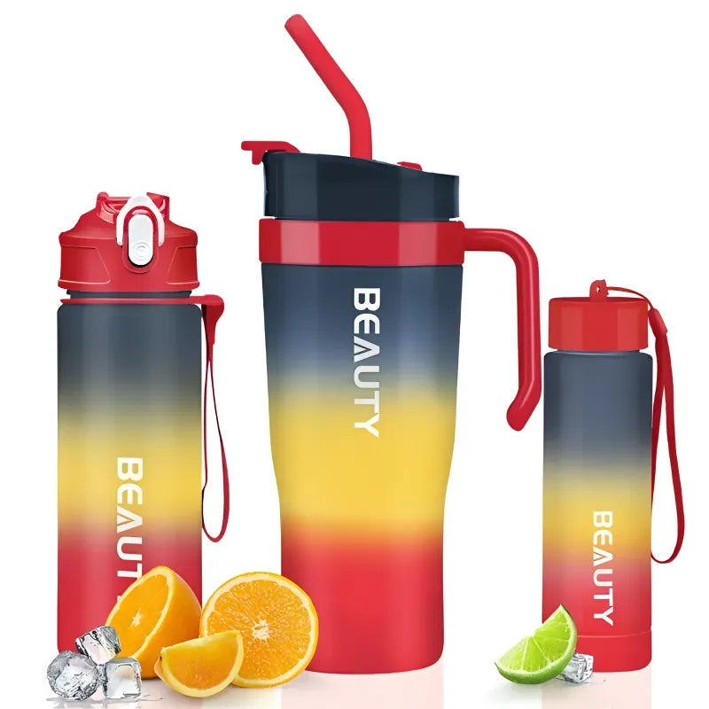 3er Set XL Wasserflasche Trinkflasche Flasche 1200 / 800 / 300 ml - WS-Trend.de