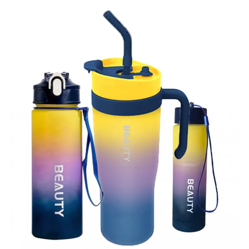 3er Set XL Wasserflasche Trinkflasche Flasche 1200 / 800 / 300 ml - WS-Trend.de