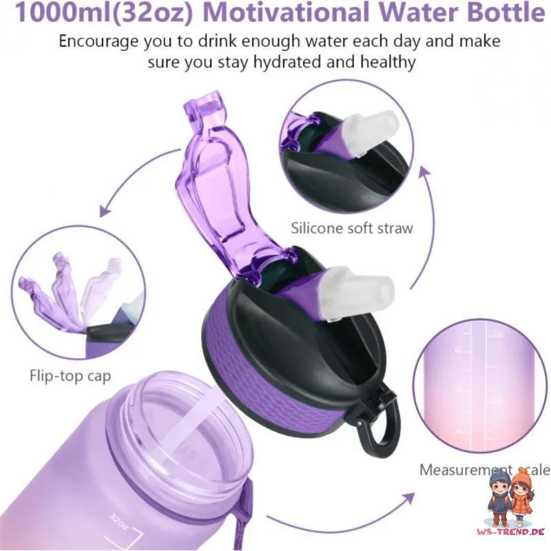 XL Sportflasche Wasserflasche Trinkflasche Flasche 1000 ml - WS-Trend.de