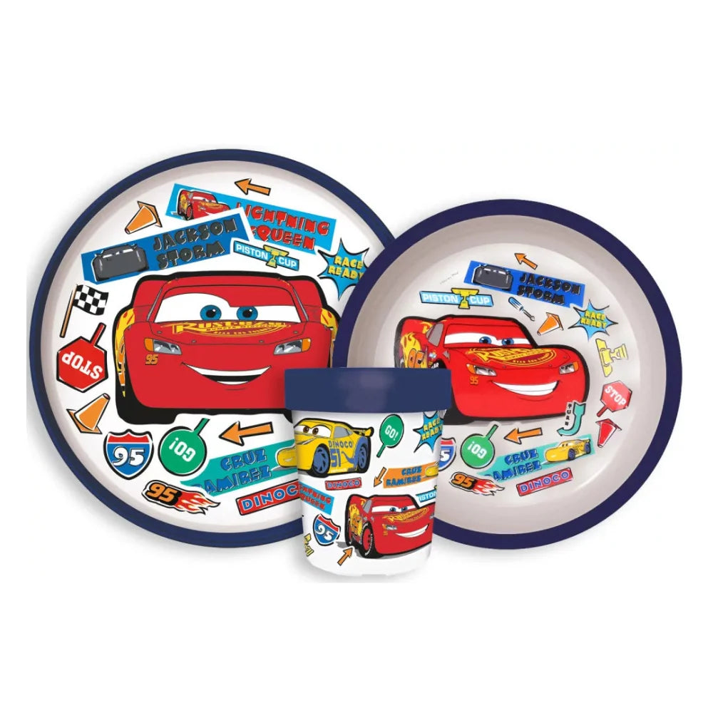 Disney Cars Lightning McQueen Kinder Geschirr-Set 3 tlg. Becher Teller Schüssel - WS-Trend.de
