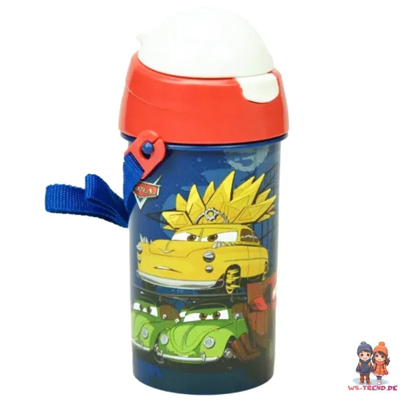 Disney Cars Lightning McQueen Wasserflasche Flasche mit Trinkhalm Gurt 500 ml - WS-Trend.de