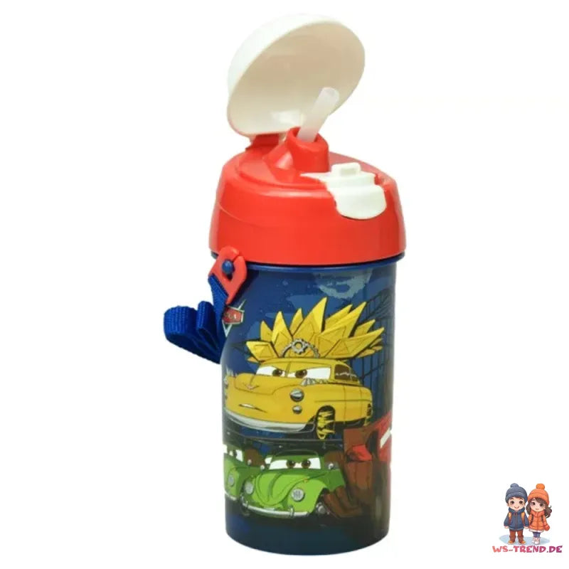 Disney Cars Lightning McQueen Wasserflasche Flasche mit Trinkhalm Gurt 500 ml - WS-Trend.de
