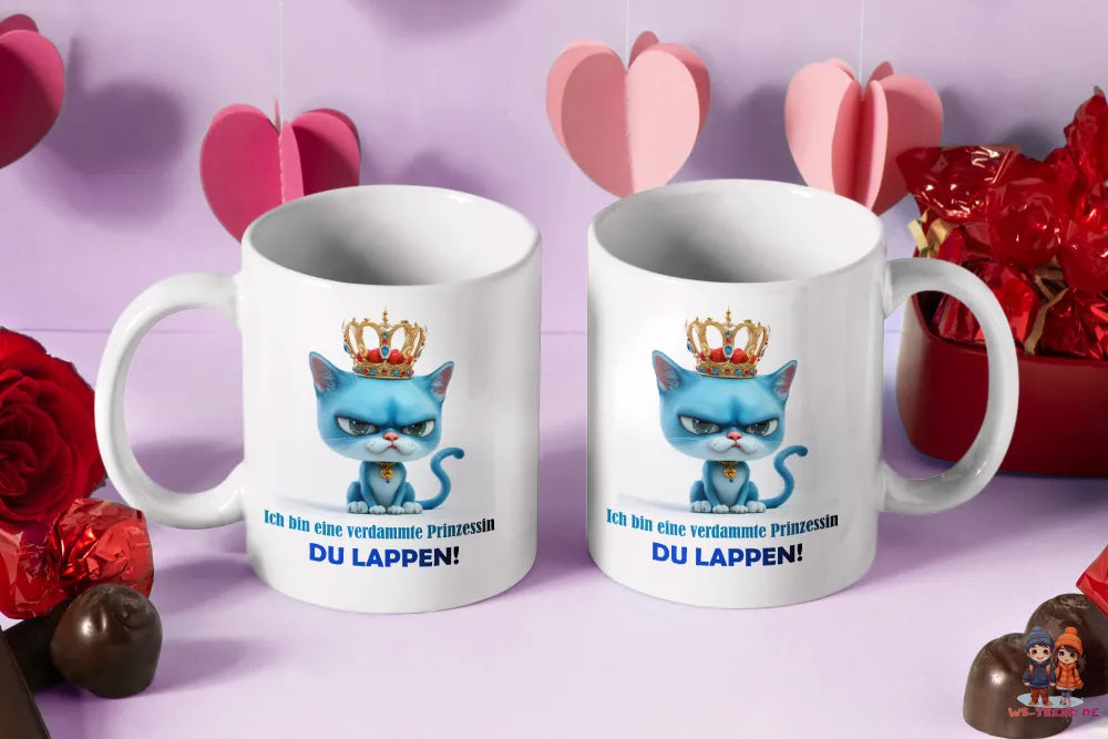 Katze Prinzessin witzige lustige Keramik Kaffeetasse Teetasse Tasse Geschenke - WS-Trend.de