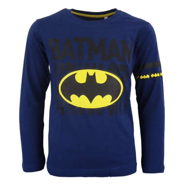 DC Comics Batman Kinder langarm T-Shirt - WS-Trend.de Jungen Langarm Gr. 134-164 Blau Grau