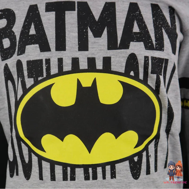 DC Comics Batman Kinder langarm T-Shirt - WS-Trend.de Jungen Langarm Gr. 134-164 Blau Grau