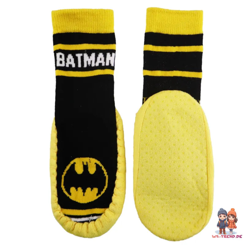 DC Comics Batman Kinder Stopper Socken - WS-Trend.de antirutsch lange Stoppersocken Gelb - 23 bis 28