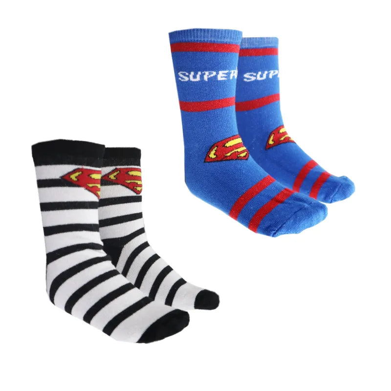 DC Comics Superman lange Kinder Socken 2er Pack - WS-Trend.de Gr. 23 bis 34 für Jungen