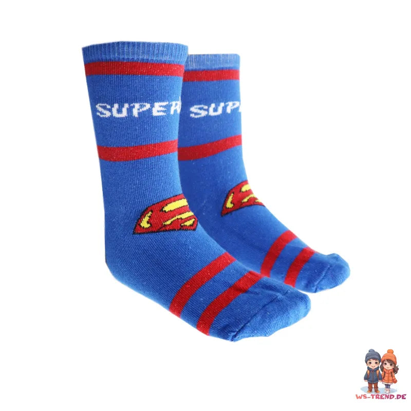 DC Comics Superman lange Kinder Socken 2er Pack - WS-Trend.de Gr. 23 bis 34 für Jungen