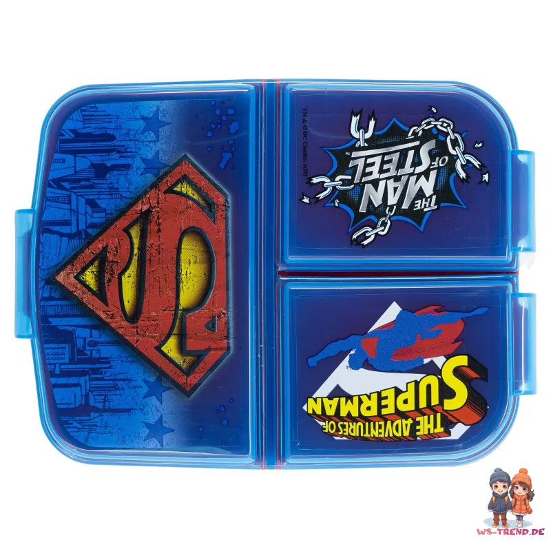 DC Comics Superman Set Lunchbox mit Trinkflasche - WS-Trend.de 2 teiliges Lunch 3 Kammern Brotdose