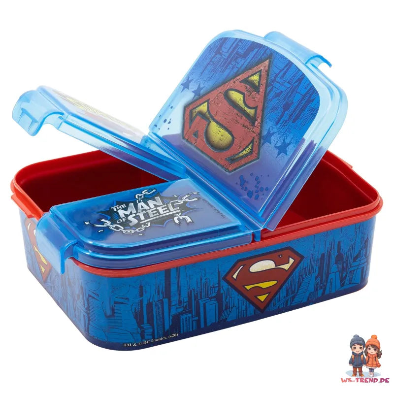 DC Comics Superman Set Lunchbox mit Trinkflasche - WS-Trend.de 2 teiliges Lunch 3 Kammern Brotdose