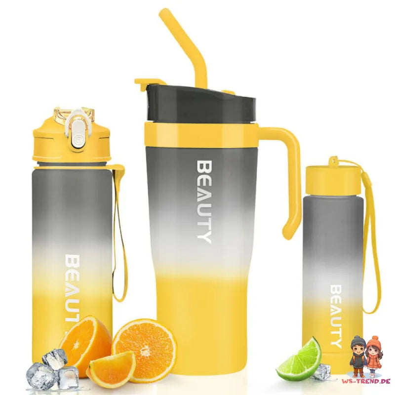 3er Set XL Wasserflasche Trinkflasche Flasche 1200 / 800 / 300 ml - WS-Trend.de