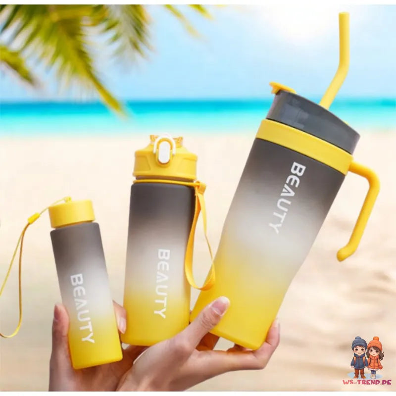 3er Set XL Wasserflasche Trinkflasche Flasche 1200 / 800 / 300 ml - WS-Trend.de