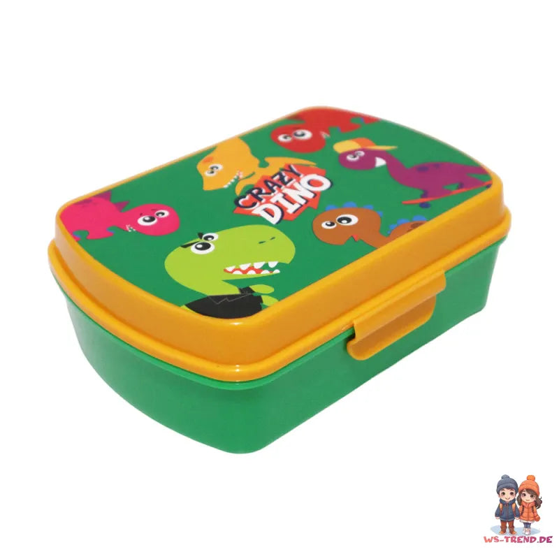 Crazy Dino 2 tlg Kinder Lunch Set Brotdose Alu Trinkflasche 500 ml Geschenk - WS-Trend.de