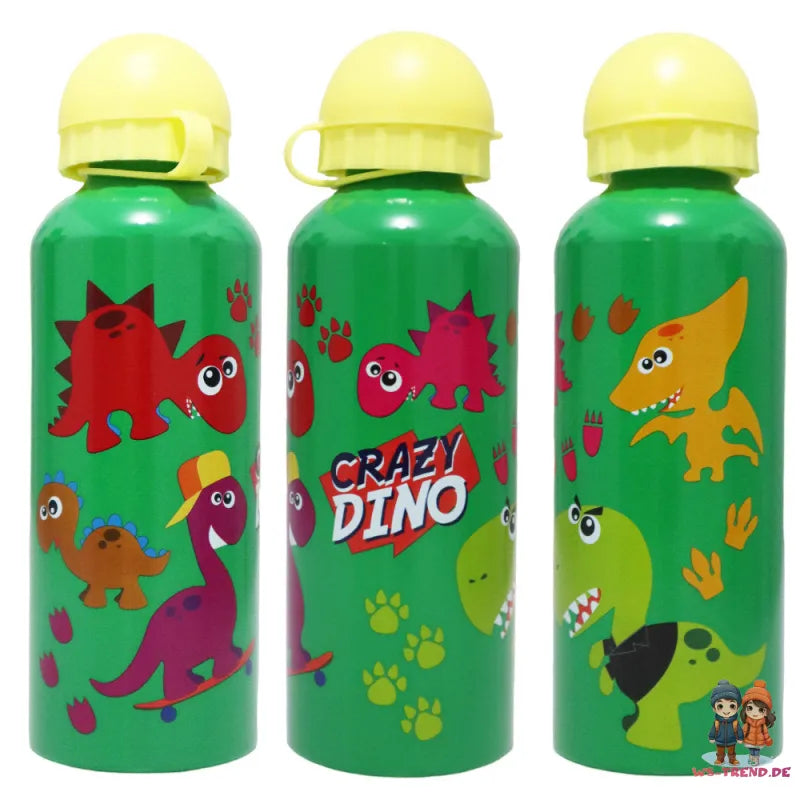 Crazy Dino 2 tlg Kinder Lunch Set Brotdose Alu Trinkflasche 500 ml Geschenk - WS-Trend.de