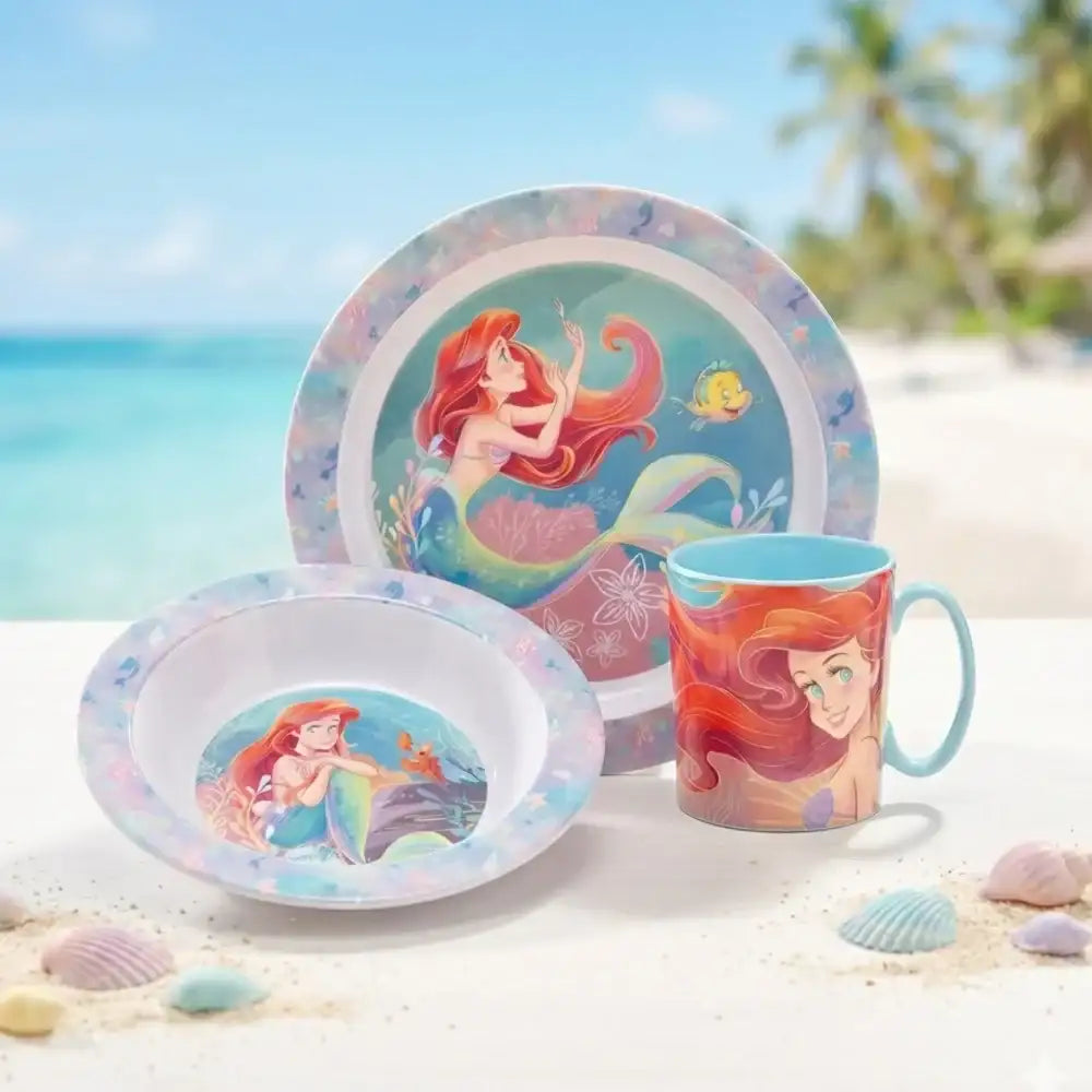 Disney Arielle Kinder Geschirr-Set 3 teilig Becher Teller Schüssel - WS-Trend.de