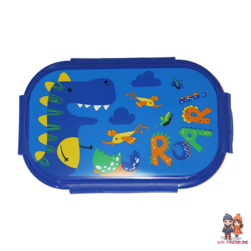 Dino Roar 2 tlg Kinder Lunch Set Brotdose Göffel Gabel Löffel 21 x14 x 6 cm - WS-Trend.de