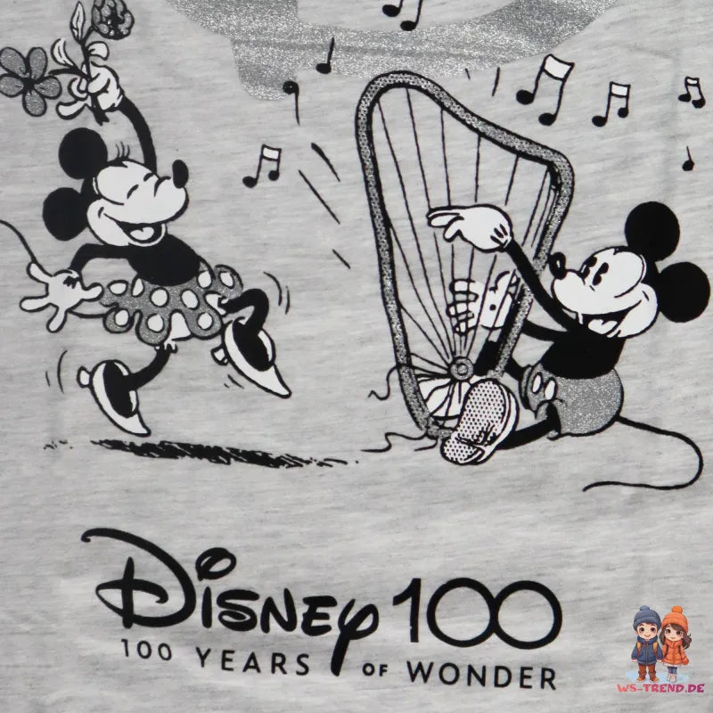 Disney 100 Years Mickey und Minnie Maus Damen kurzarm Schlafshirt - WS-Trend.de S-XL