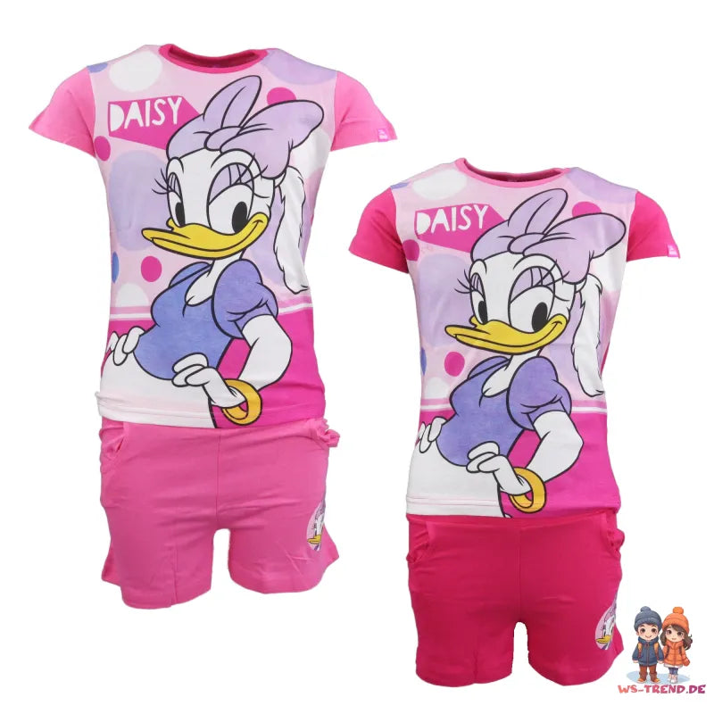 Disney Daisy Duck Kinder Mädchen Sommerset Shorts plus T-Shirt - WS-Trend.de 98-128 Rosa Pink