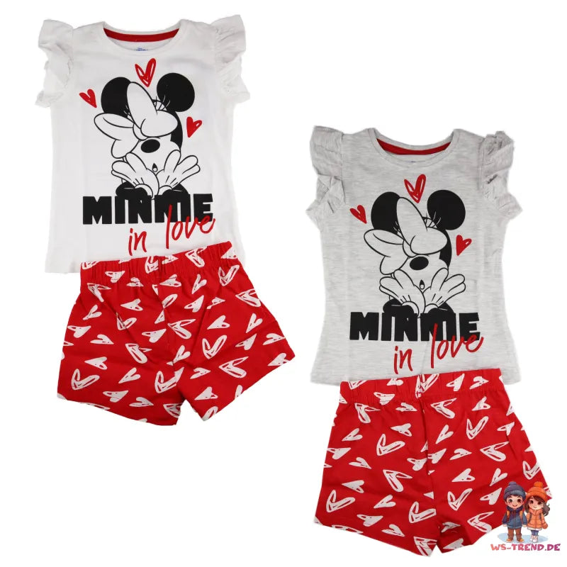 Disney Minnie Maus Kinder Pyjama - WS-Trend.de Mouse Schlafanzug kurz 98 - 128 Baumwolle