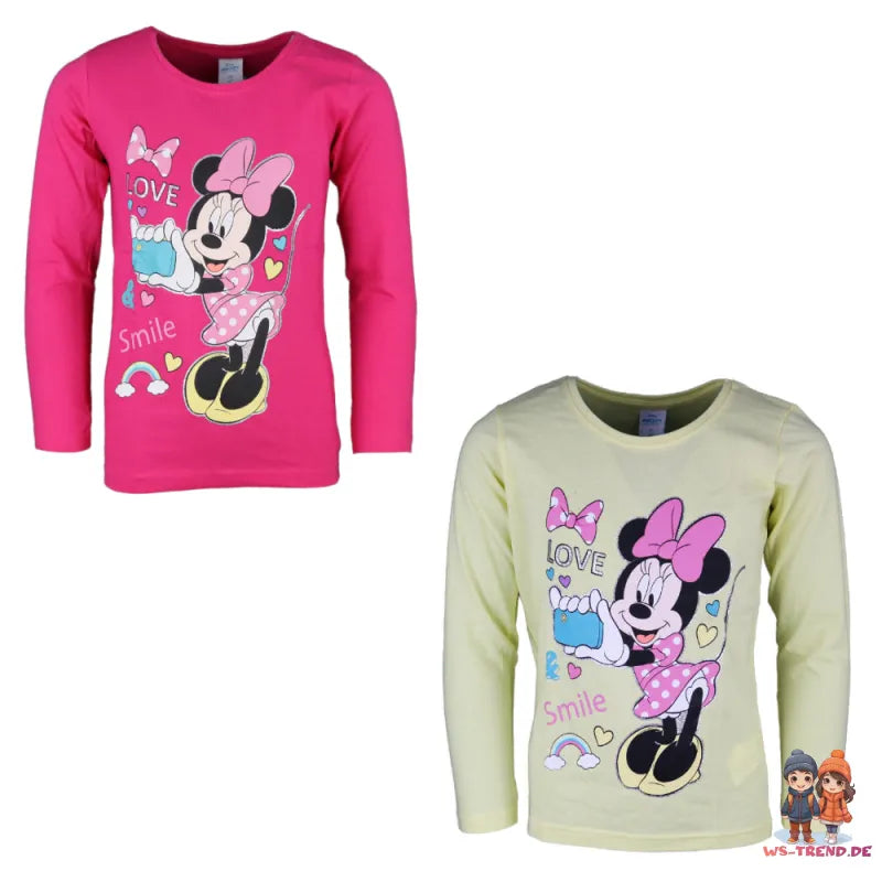 Disney Minnie Maus Love Smile Kinder langarm T-Shirt - WS-Trend.de Mädchen 104 bis 134 Baumwolle