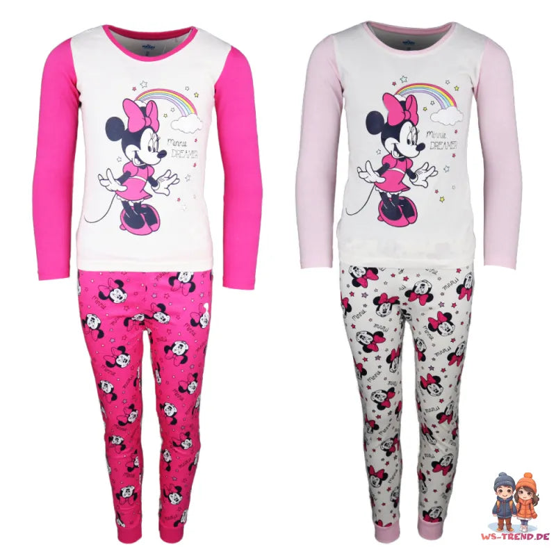 Disney Minnie Maus Rainbow Kinder Schlafanzug Pyjama lang - WS-Trend.de 98-128