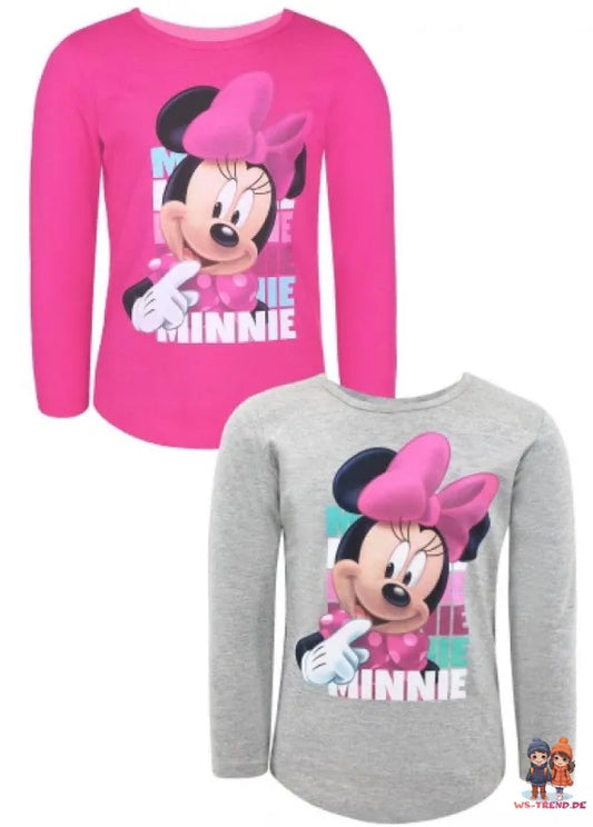 Disney Minnie Maus Sweet T-Shirt Langarm - Größe 110 bis 152 cm - WS-Trend.de langarm Pink für Mädchen Baumwolle -152