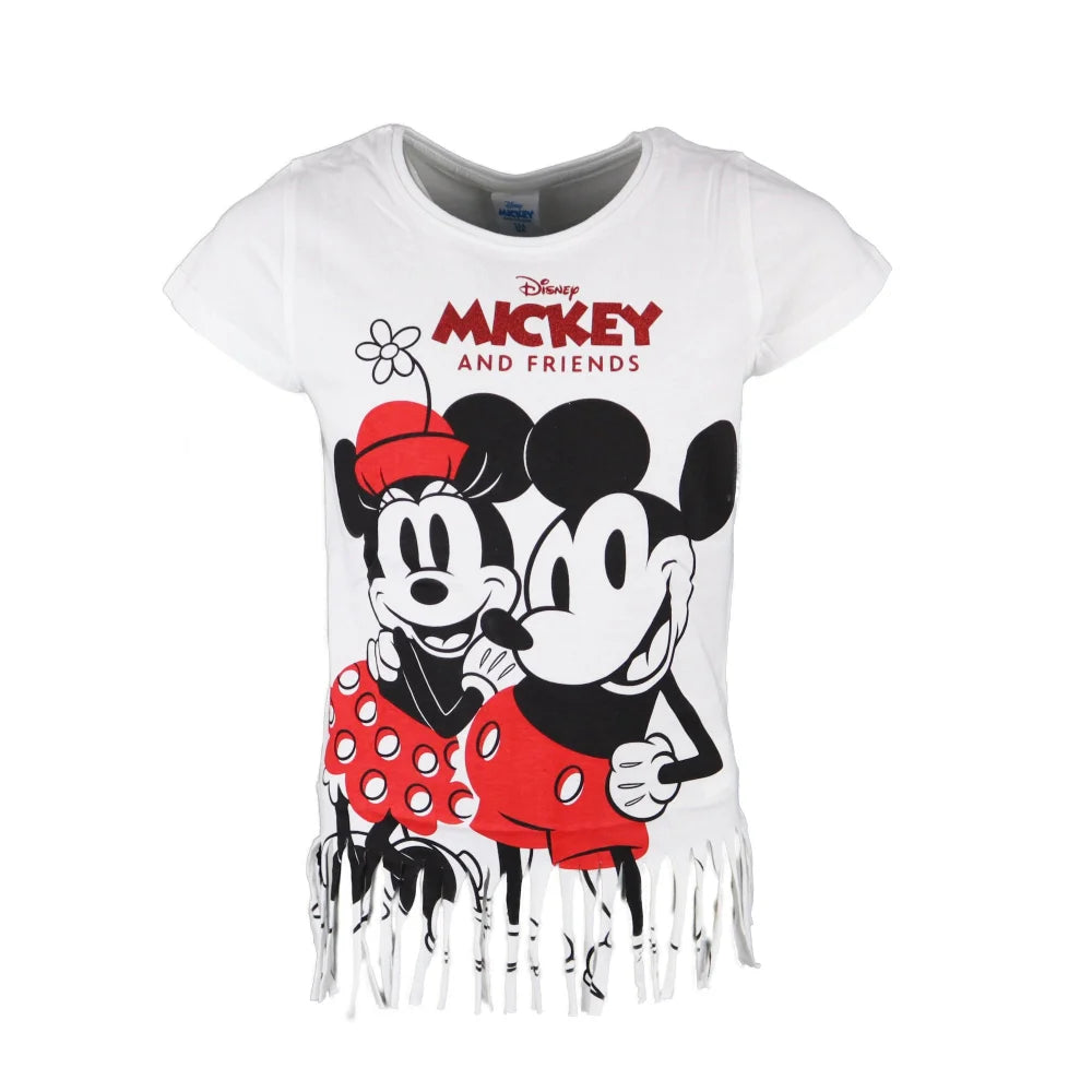 Disney Minnie und Mickey Maus Kinder kurzarm Fransen T-Shirt - WS-Trend.de Mädchen Baumwolle