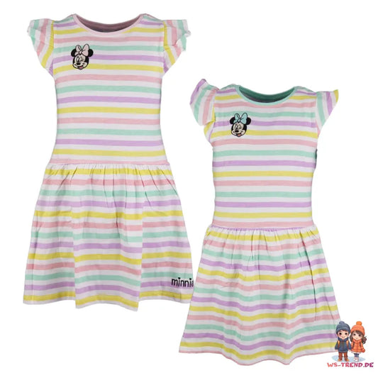 Disney Minnie Mouse Kinder Sommerkleid Kleid gestreift - WS-Trend.de Maus kurzarm - Bunt 104-134