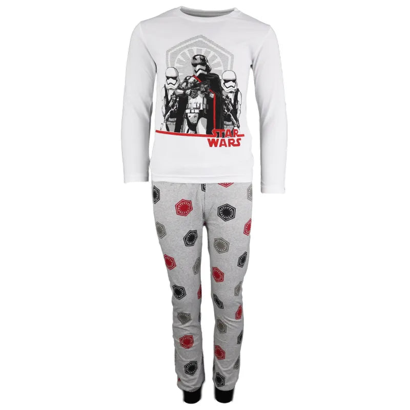 Disney Star Wars Storm Trooper Kinder lang Pyjama Schlafanzug WS Trend.de 110 bis 140 Weiß Grau