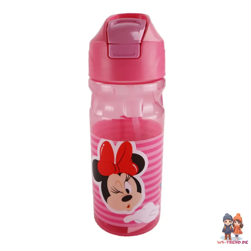 Disney Minnie Maus Trinkflasche Flasche 500 ml Griff Strohhalm WS Trend.de Wasserflasche