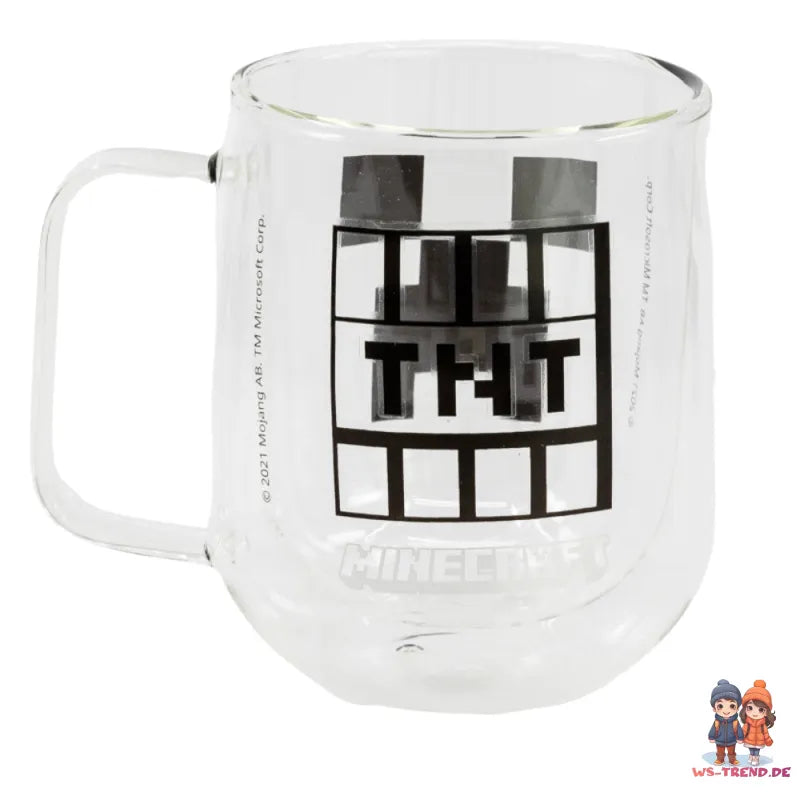 Minecraft Gamer Creeper TNT doppelwandige Kaffeetasse Teetasse Glastasse 290 ml - WS-Trend.de