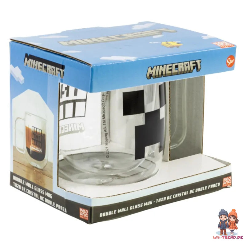 Minecraft Gamer Creeper TNT doppelwandige Kaffeetasse Teetasse Glastasse 290 ml - WS-Trend.de