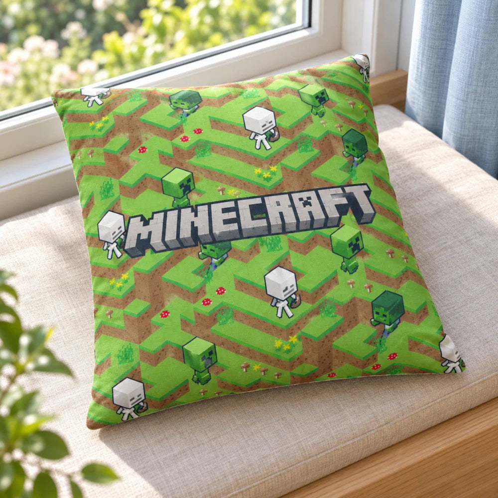 Minecraft Steve Creeper Wendekissen Polyester Blau-Grün 40x40 cm - WS-Trend.de