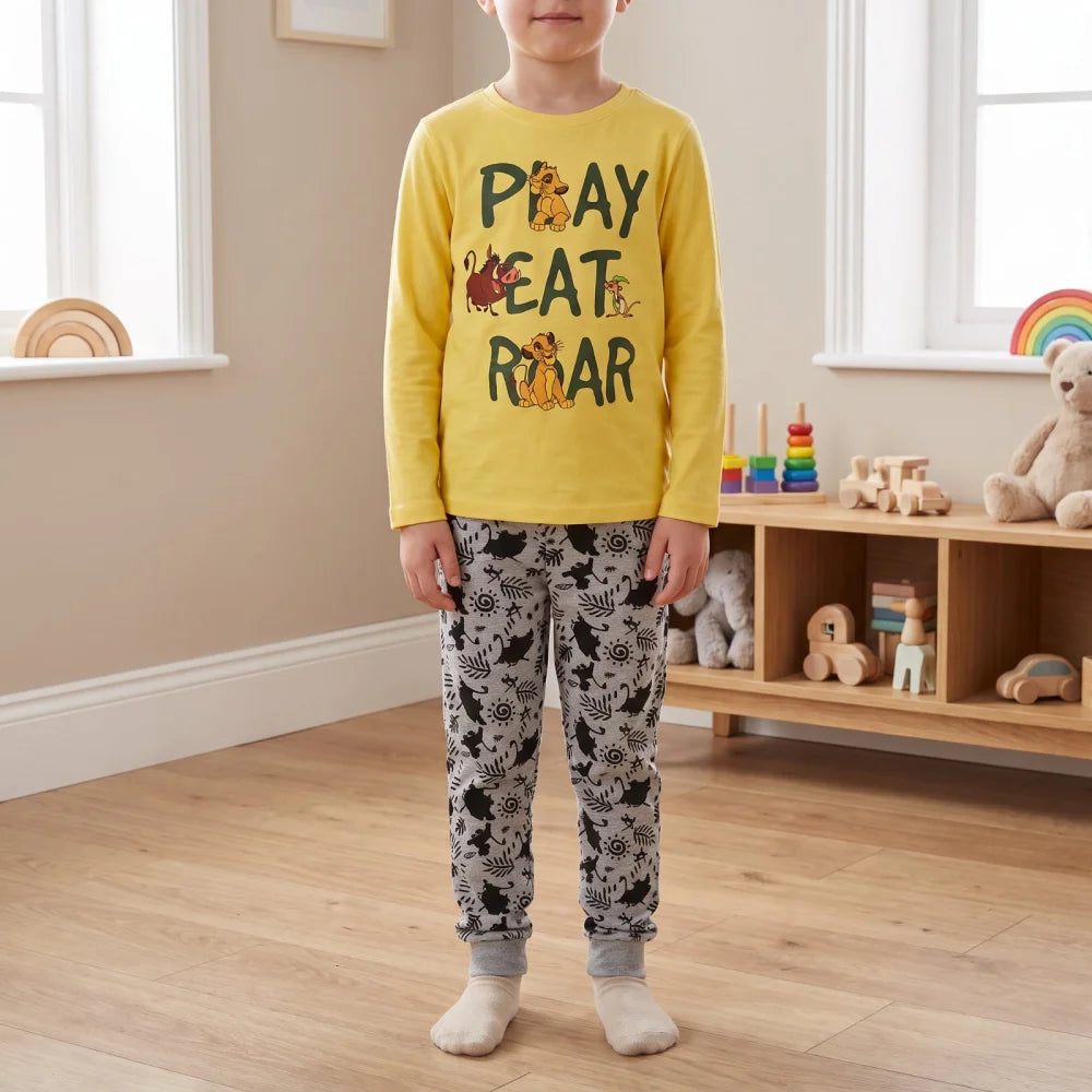König Der Löwen Simba Kinder Jungen langarm Schlafanzug Pyjama Gr. 98-128 - WS-Trend.de