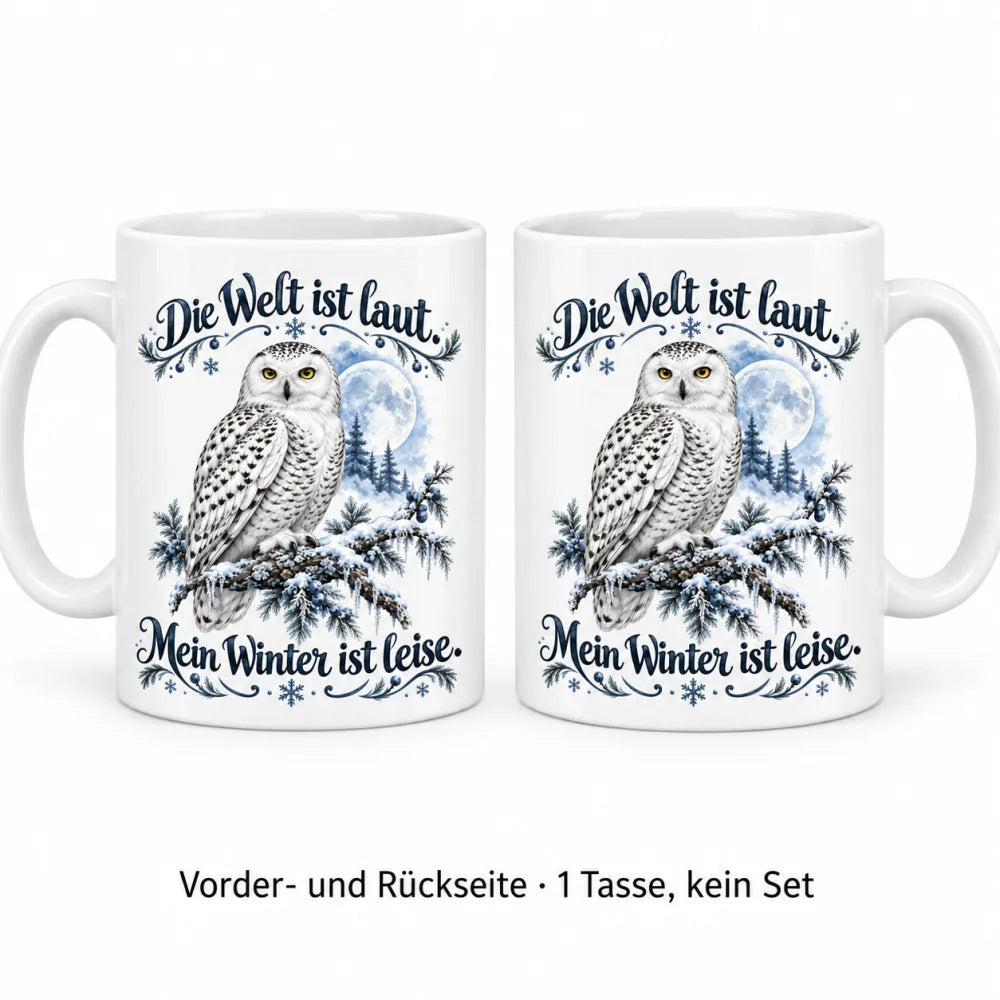 Schneeeule Wintertasse mit Spruch Keramik 330 ml Geschenk fuer Freunde - WS-Trend.de
