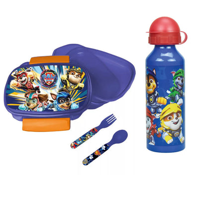 Paw Patrol Chase Marshall 4 tlg Kinder Set Brotdose Alu-Trinkflasche Besteck
