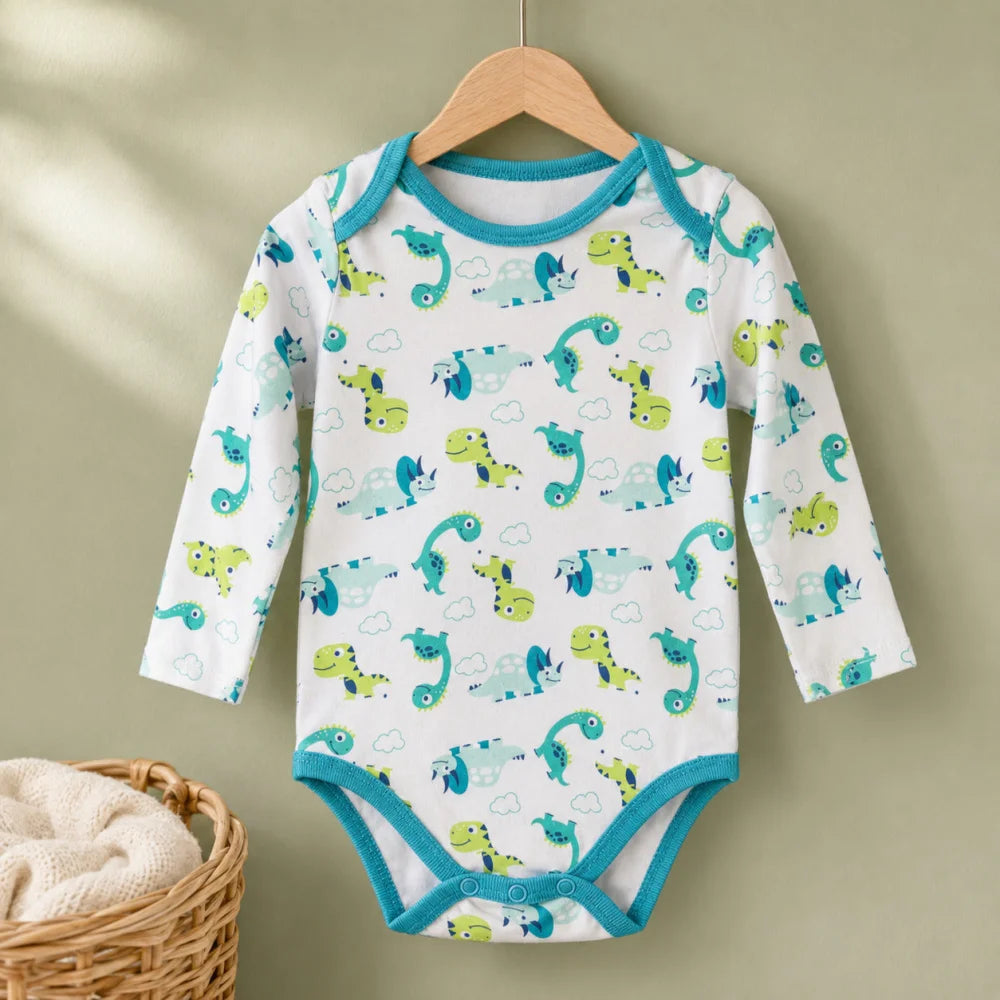 Baby 2er Pack langarm Body Strampler Schlafanzug Gr. 68 Dinos Bärchen - WS-Trend.de