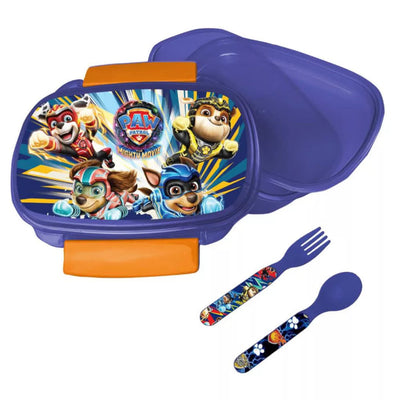 Paw Patrol Chase Marshall 4 tlg Kinder Set Brotdose Alu-Trinkflasche Besteck - Ansicht 2