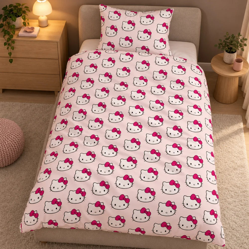 Hello Kitty Wendebettwäsche rosa 135-140x200 + 65x65 cm - WS-Trend.de