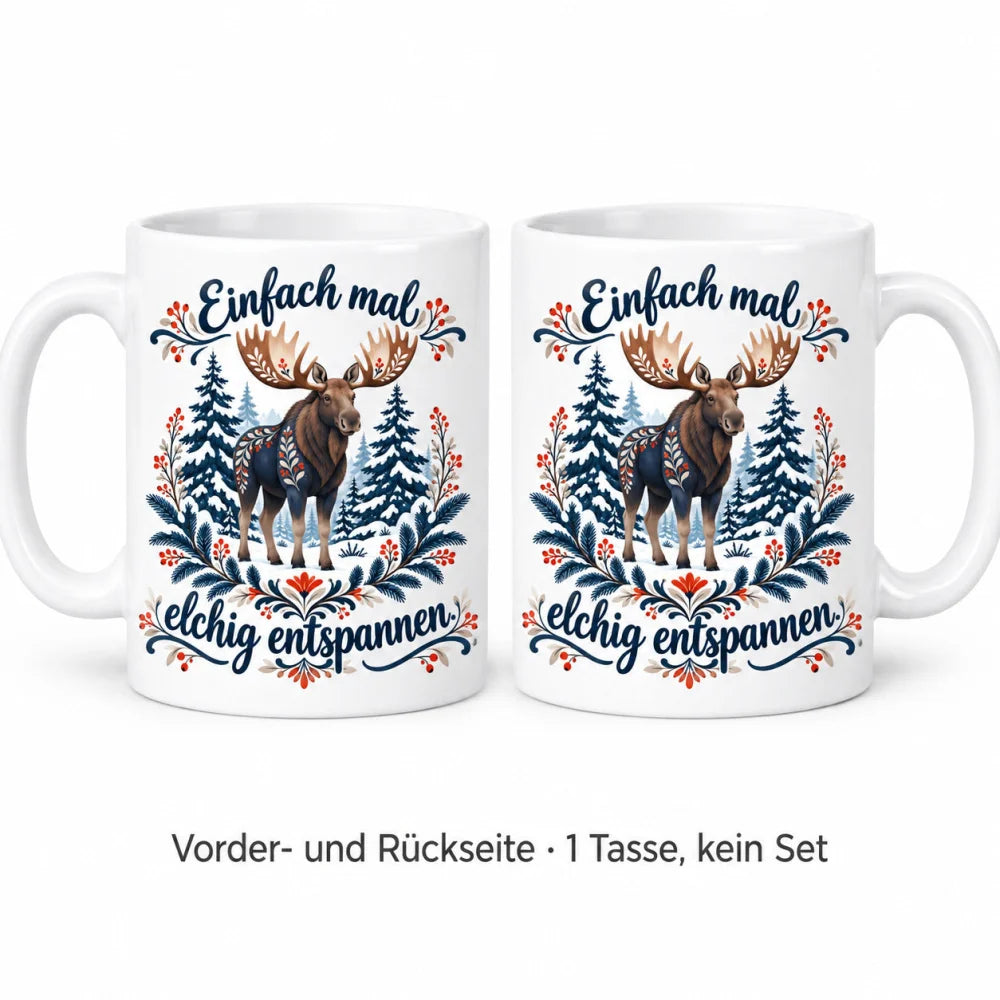 Elch Wintertasse mit Spruch aus Keramik 330 ml Geschenk zu Weihnachten - WS-Trend.de