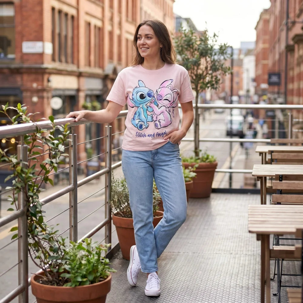 Disney Stitch Angel Damen kurzarm T-Shirt Shirt S-XL 100% Baumwolle - WS-Trend.de